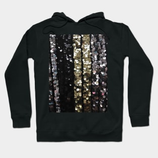 Photographic Image of Sequins in Black, Gold and Silver Hoodie